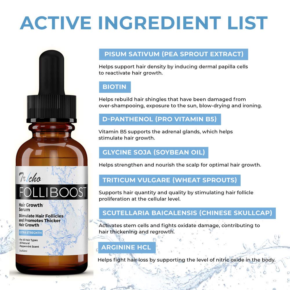 Folliboost 2oz bottle beside common items showing true size and travel benefit