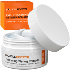 FOLLICLE BOOSTER front packaging showing label and matte jar benefit styling