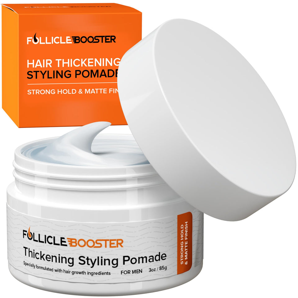 FOLLICLE BOOSTER front packaging showing label and matte jar benefit styling
