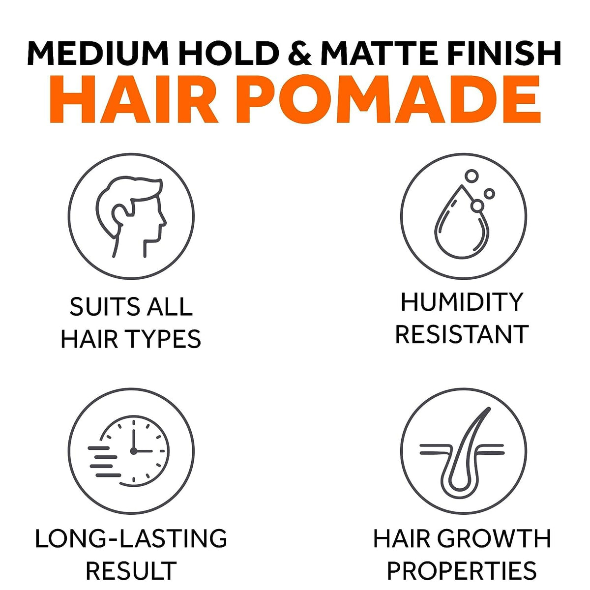 FOLLICLE BOOSTER styled hair side profile illustrating thicker-looking, matte finish benefit