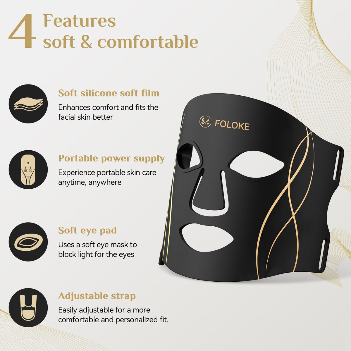 FOLOKE mask in use at night offering hands-free treatment convenience