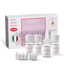 Foltene front packaging showing 12 ampoules and clear treatment benefit