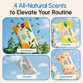 FOMIN pump dispensing foam onto hands showing gentle lather and quick cleansing benefit