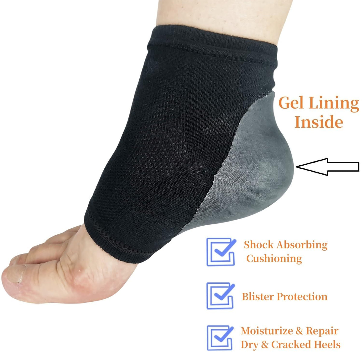 FonsBleaudy sock worn inside a sneaker during play to show secure fit and heel protection