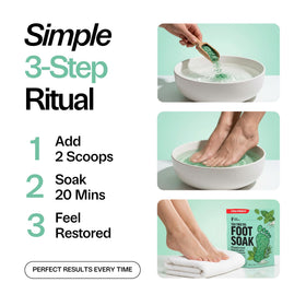 Foot Choice before-and-after feet after soak showing softened skin
