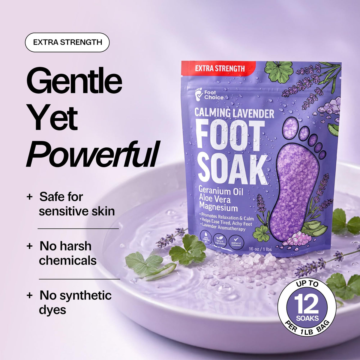 Foot Choice product layout with jar and scoop for simple nightly ritual