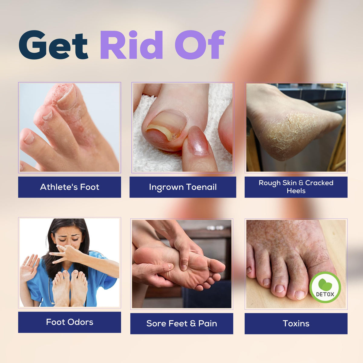 FOOT CURE placed in bathroom setting suggesting convenient self-care