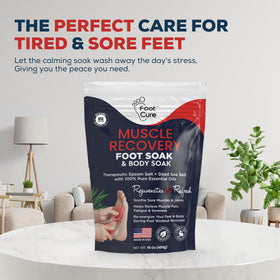 FOOT CURE essential oil bottle closeup showing tea tree focus