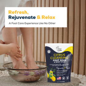 FOOT CURE relaxed feet resting after soak illustrating comfort benefit