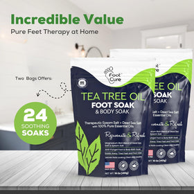 FOOT CURE pouring salts into basin for easy home foot spa