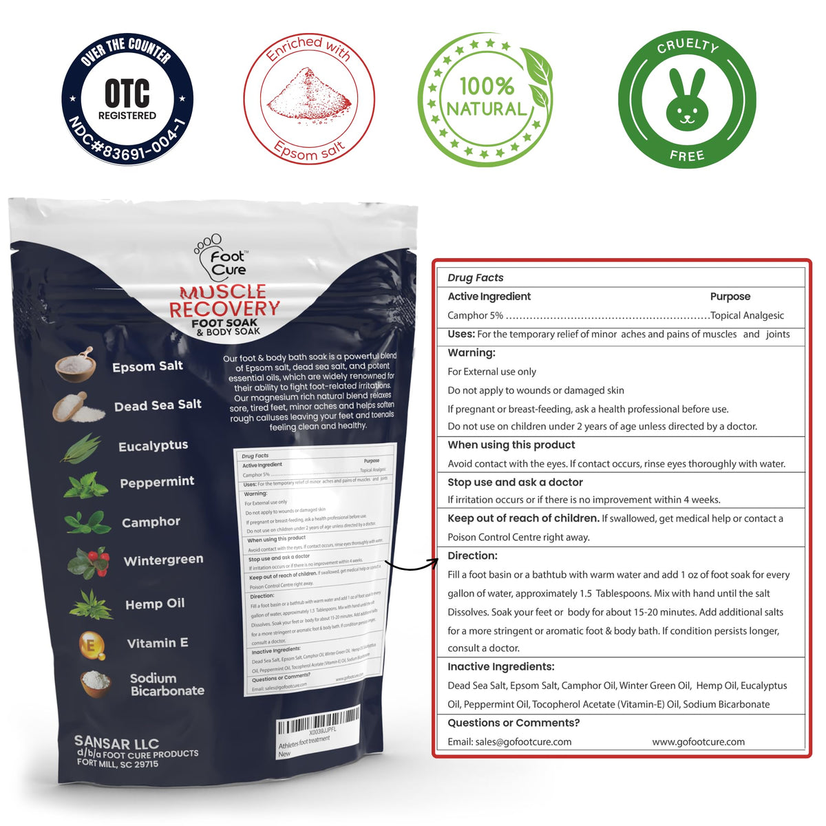 FOOT CURE coarse salt texture closeup highlighting mineral richness