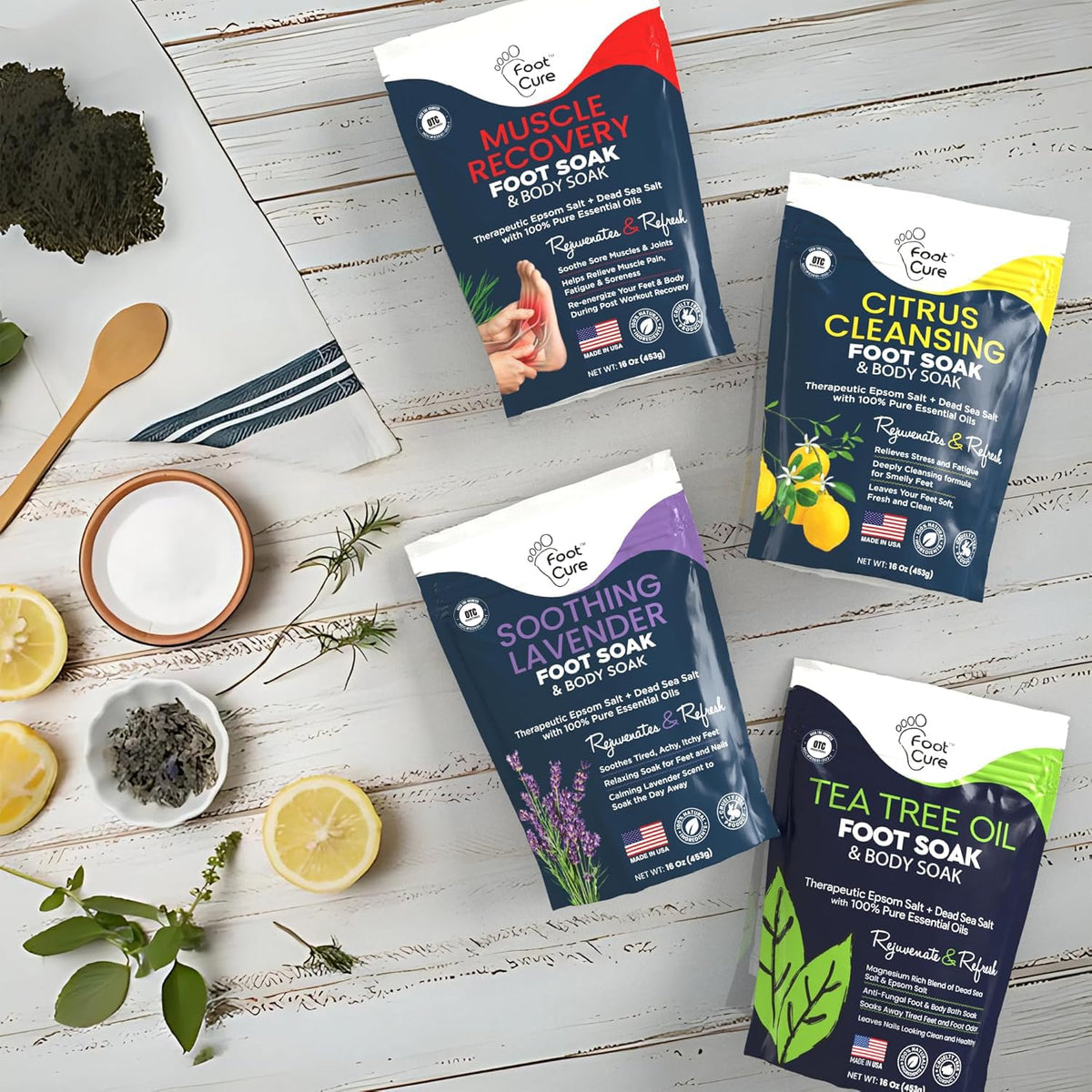 FOOT CURE held in hand to show pack size and portability benefit
