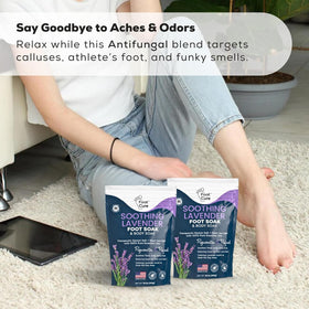 FOOT CURE packet next to hands for size scale and single-use convenience