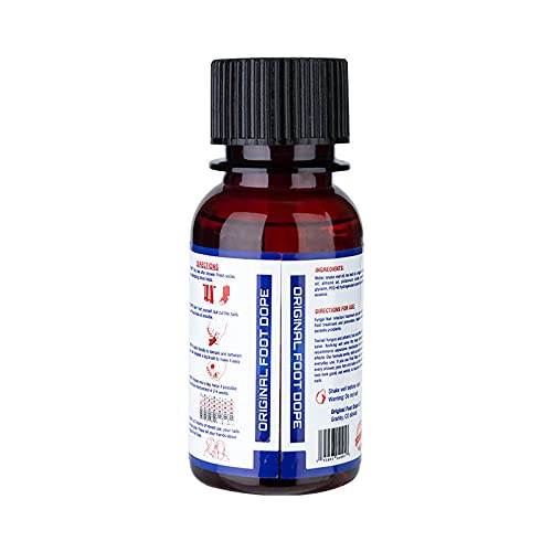 Foot Dope bottle beside a ruler showing XL size for extended use