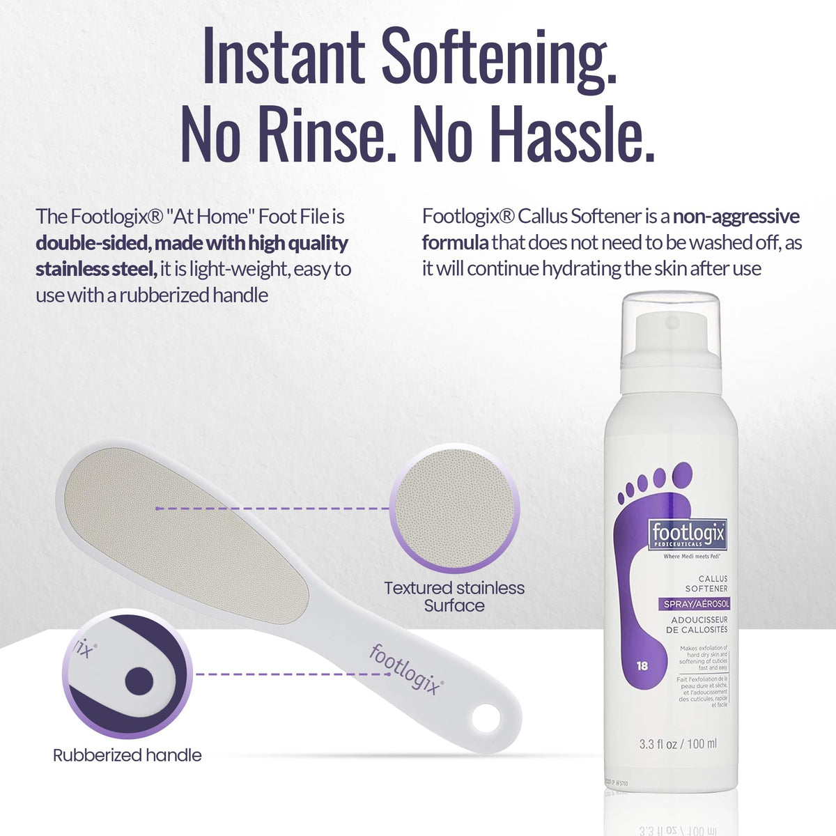 Footlogix close-up of spray nozzle highlighting easy 360-degree application