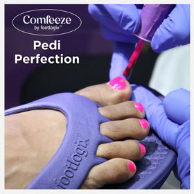 FOOTLOGIX sandal used during pedicure showing smudge-free drying