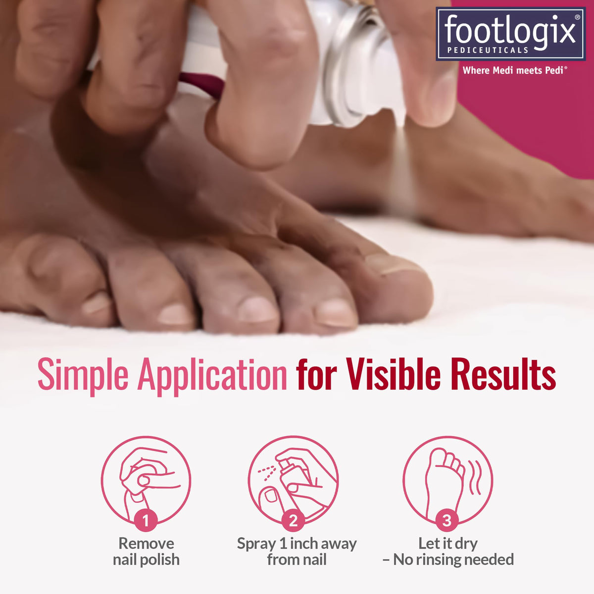 FOOTLOGIX bottle on bathroom counter in lifestyle shot promoting daily use convenience
