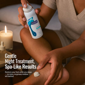 Footlogix on bathroom shelf in lifestyle setting promoting daily routine use