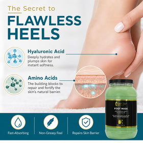 FootSpa mask applied on feet during treatment showing smooth hydration benefit