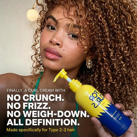 FOR HAIR close-up texture of curl cream showing lightweight feel