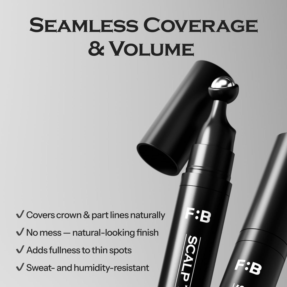 FORBEAUT application on hairline illustrating quick five-minute coverage benefit