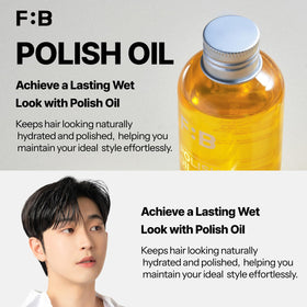 Forbeaut applied to wet hair showing instant shine and frizz control benefit
