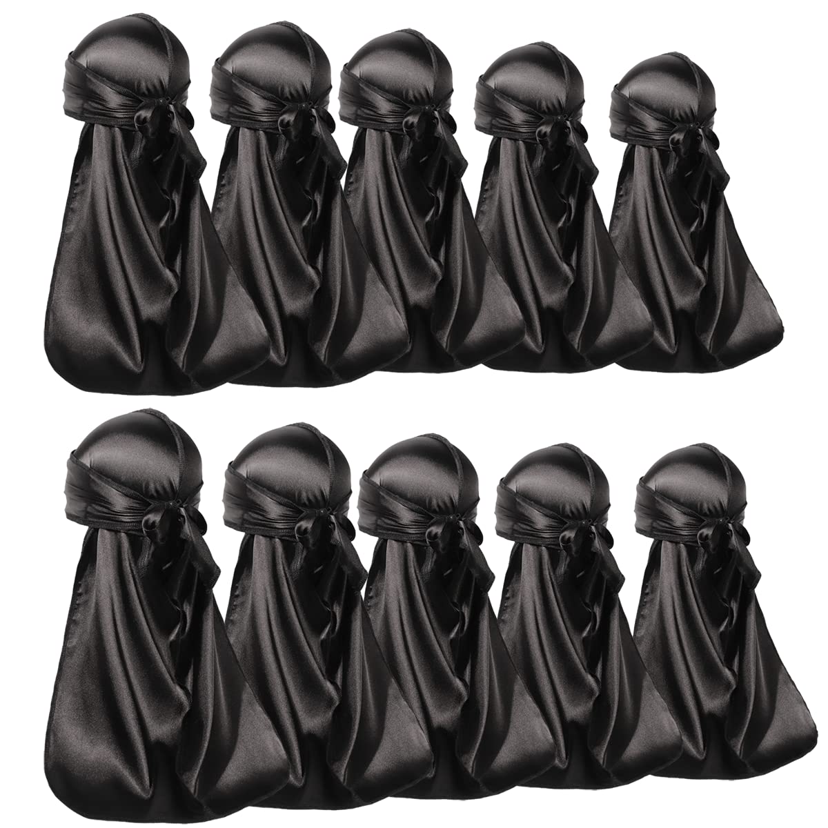 ForceWave front view of ten black durags showing value pack and coverage benefit