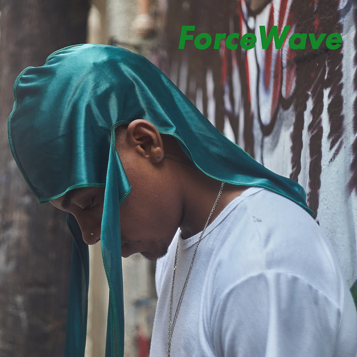 ForceWave model side profile wearing tied durag demonstrating secure fit benefit