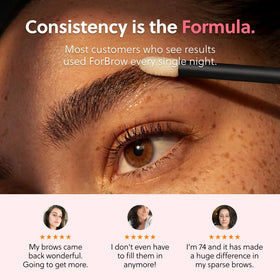 ForChics being applied to eyebrow demonstrating easy nightly routine and neat results