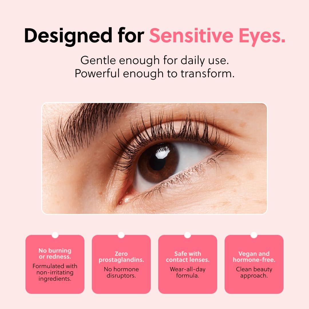 ForChics depicted before and after lashes showing fuller, longer look benefit