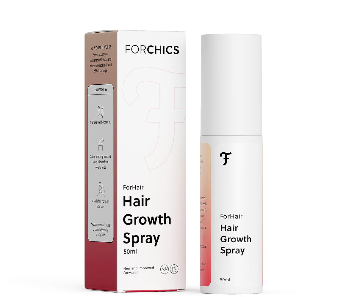 ForChics front packaging showing 50ml bottle and branding for clear product ID