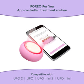 FOREO single sachet beside coin showing compact travel-friendly size and portability