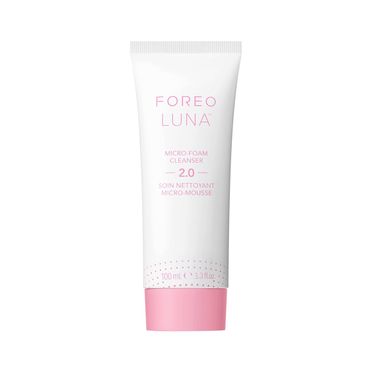 FOREO front packaging showing cleanser tube and clear product benefit