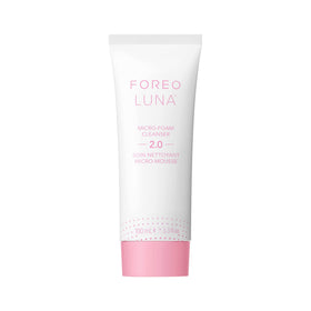 FOREO front packaging showing cleanser tube and clear product benefit