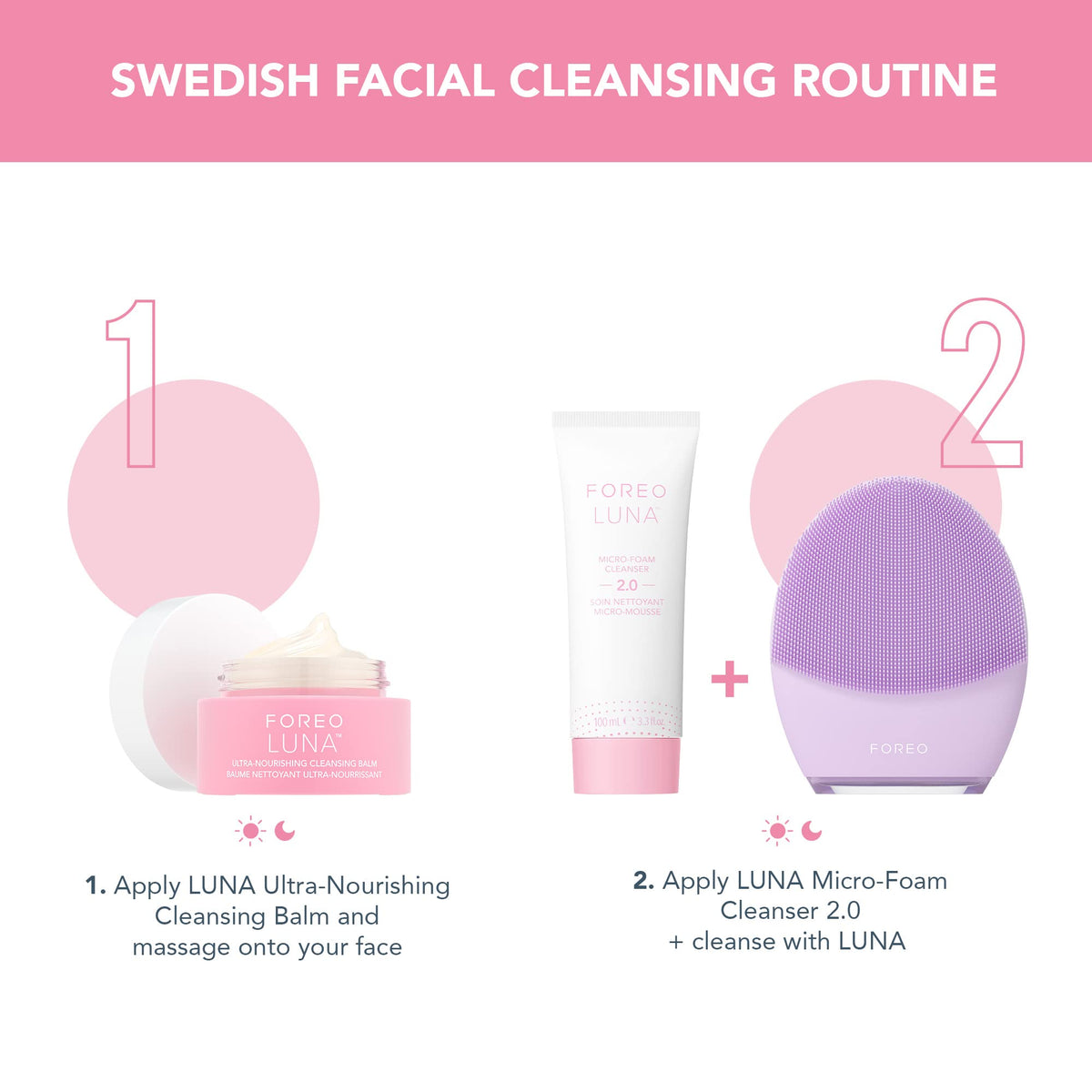 FOREO cleanser on bathroom shelf lifestyle shot signaling daily routine