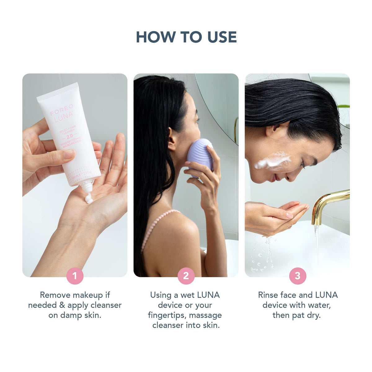 FOREO cleanser next to travel bag showing 3.3oz size convenience