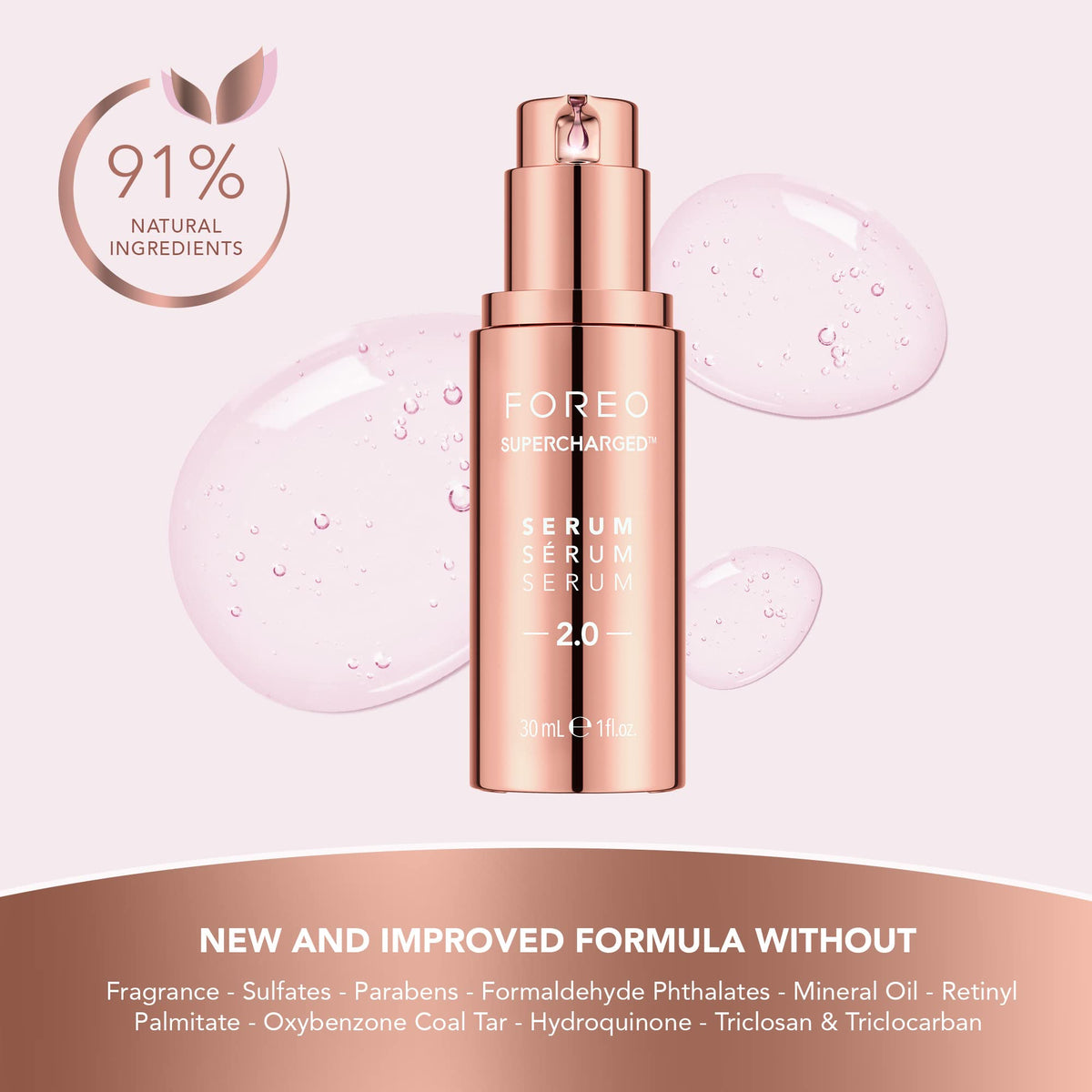 FOREO application on hand illustrating lightweight spreadability and immediate skin comfort