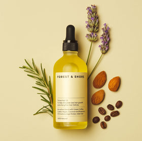 Forest & Shore bottle in bathroom routine setting for simple self-care benefit