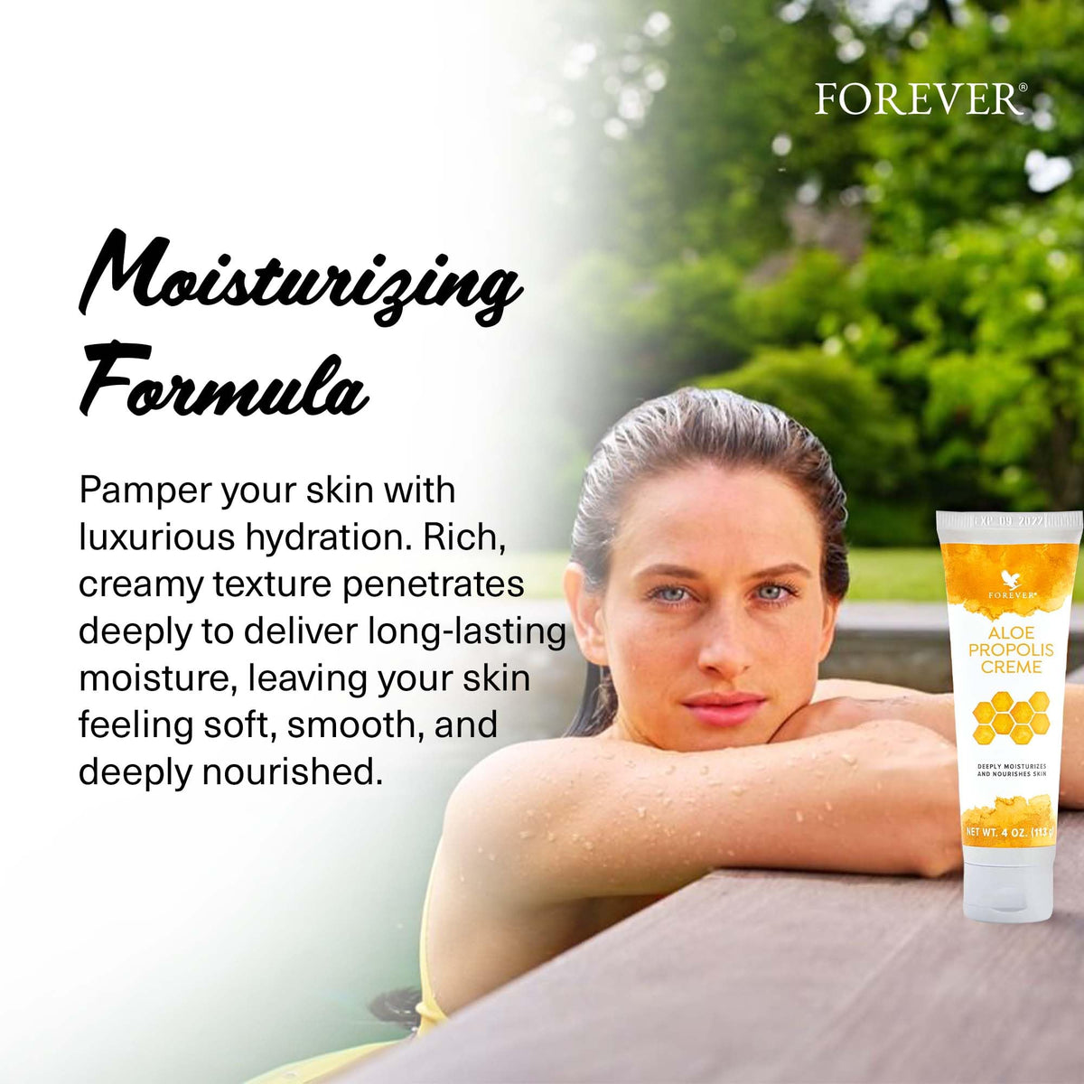 Forever Living bee propolis detail highlighting botanical conditioning benefits