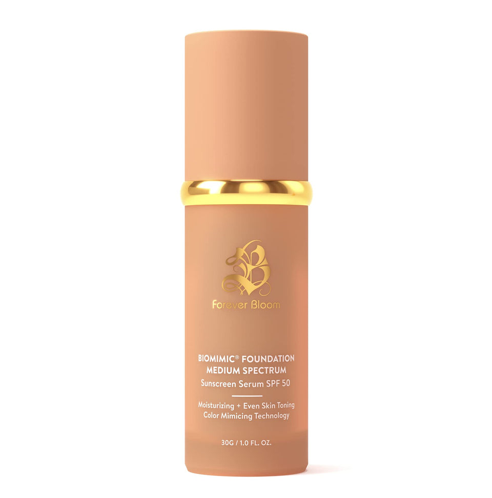 Forever Bloom front packaging bottle showing SPF50 protection and benefits