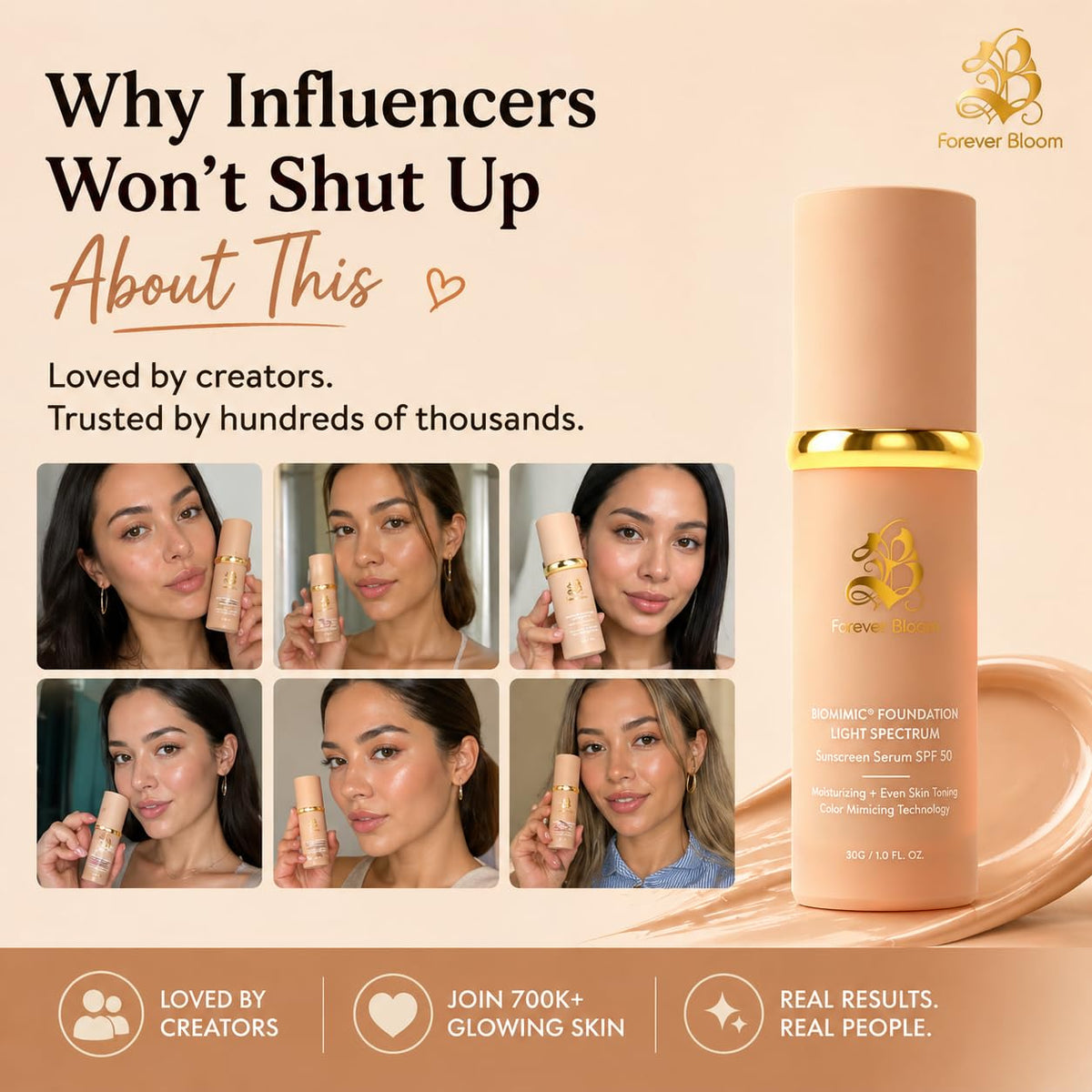 Forever Bloom worn during workout showing sweat-resistant coverage benefit