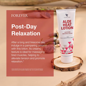 Forever Living pouring lotion on hand illustrating easy massage application and soothing effect