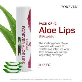 Forever Living Aloe Lips open tube close-up displaying smooth texture and easy application