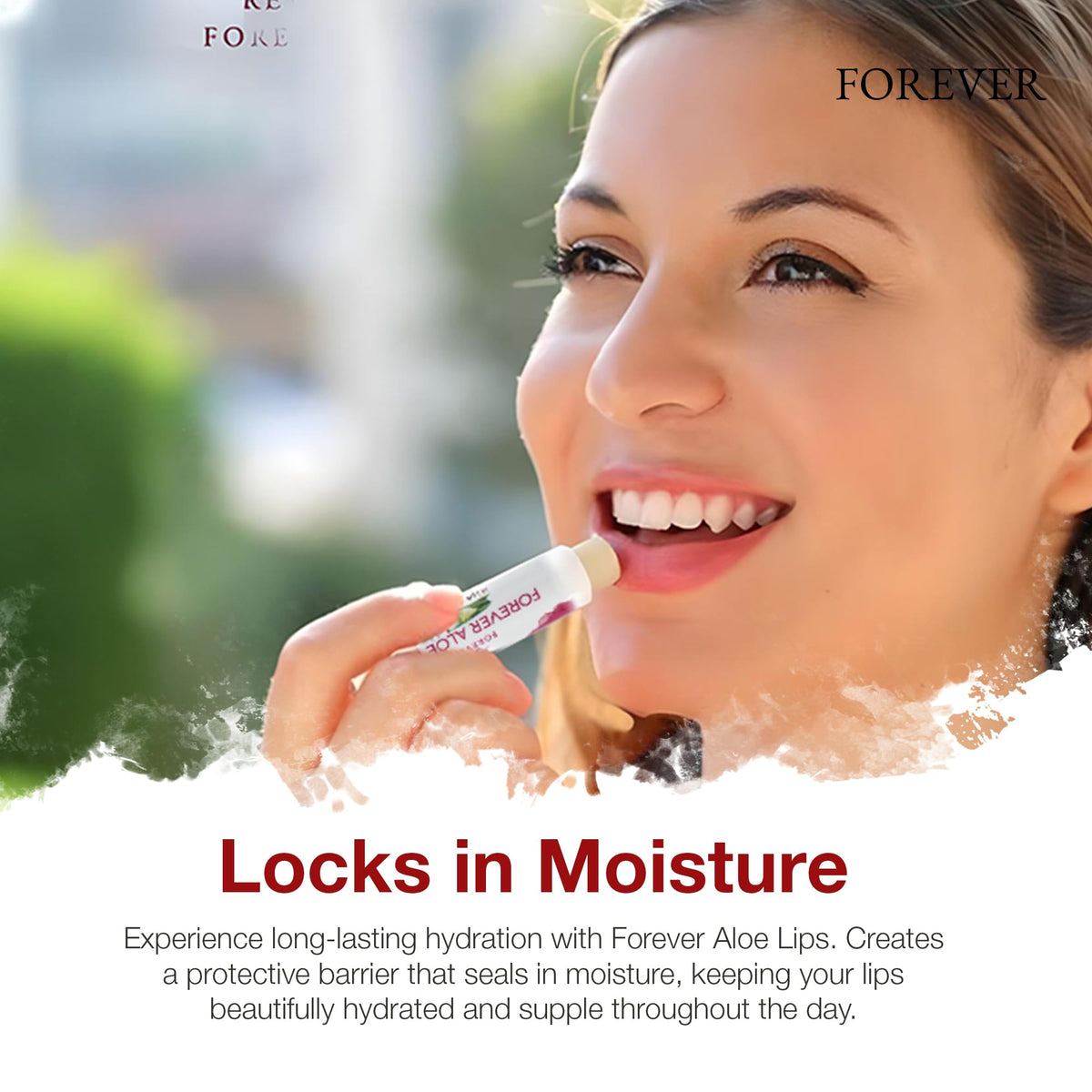 Forever Living Aloe Lips next to a coin shows compact size and travel-friendly convenience
