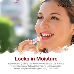Forever Living Aloe Lips next to a coin shows compact size and travel-friendly convenience