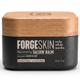 Forge Skin front jar view showing clean packaging and portability