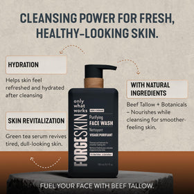 Forge Skin ingredients display with aloe and glycerin for soothing hydration