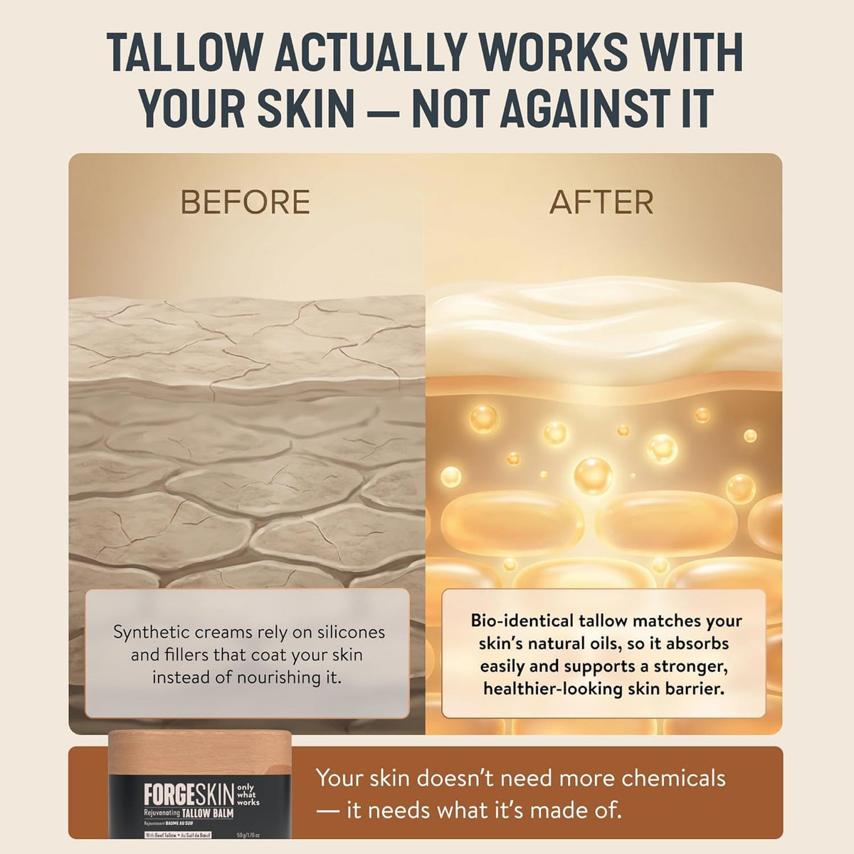 Forge Skin ingredients label close-up highlighting natural formulation