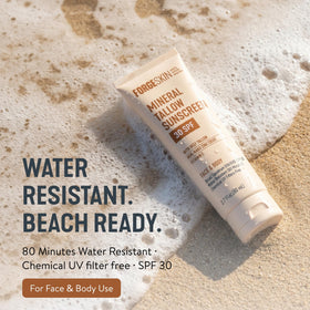 Forge Skin label close-up listing 22% non-nano zinc and clean ingredients