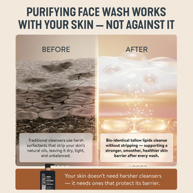 Forge Skin lathered on skin demonstrating gentle cleansing and exfoliation